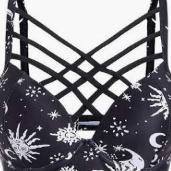 Women's Sun Star Moon Lattice High Waisted Tankini Swimsuit size 8 - Picture 1 of 11